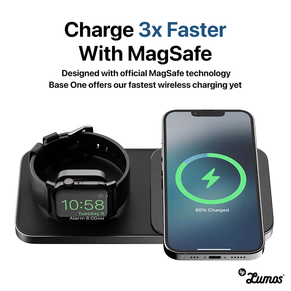 NOMAD BASE ONE MAX Magsafe Charger 15W Wireless Charging Speed Apple Watch/Phone Charging Base Charge 3x Faster