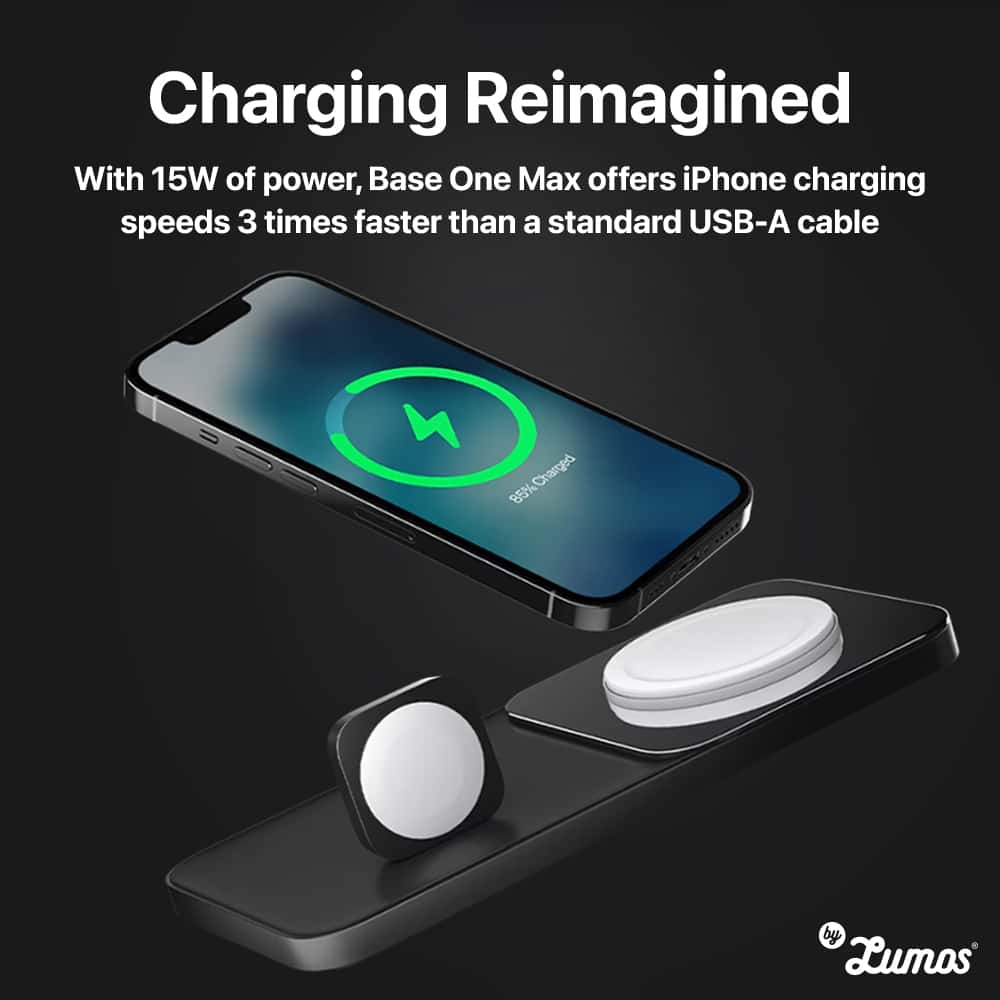 NOMAD BASE ONE MAX Magsafe Charger 15W Wireless Charging Speed Apple Watch/Phone Charging Base Charge 3x Faster