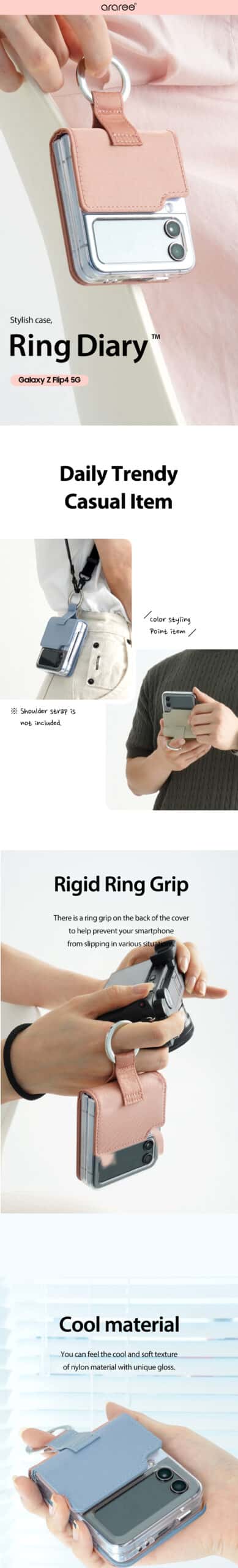 ARAREE RING DIARY SERIES For Samsung Galaxy Z Flip 4 5G