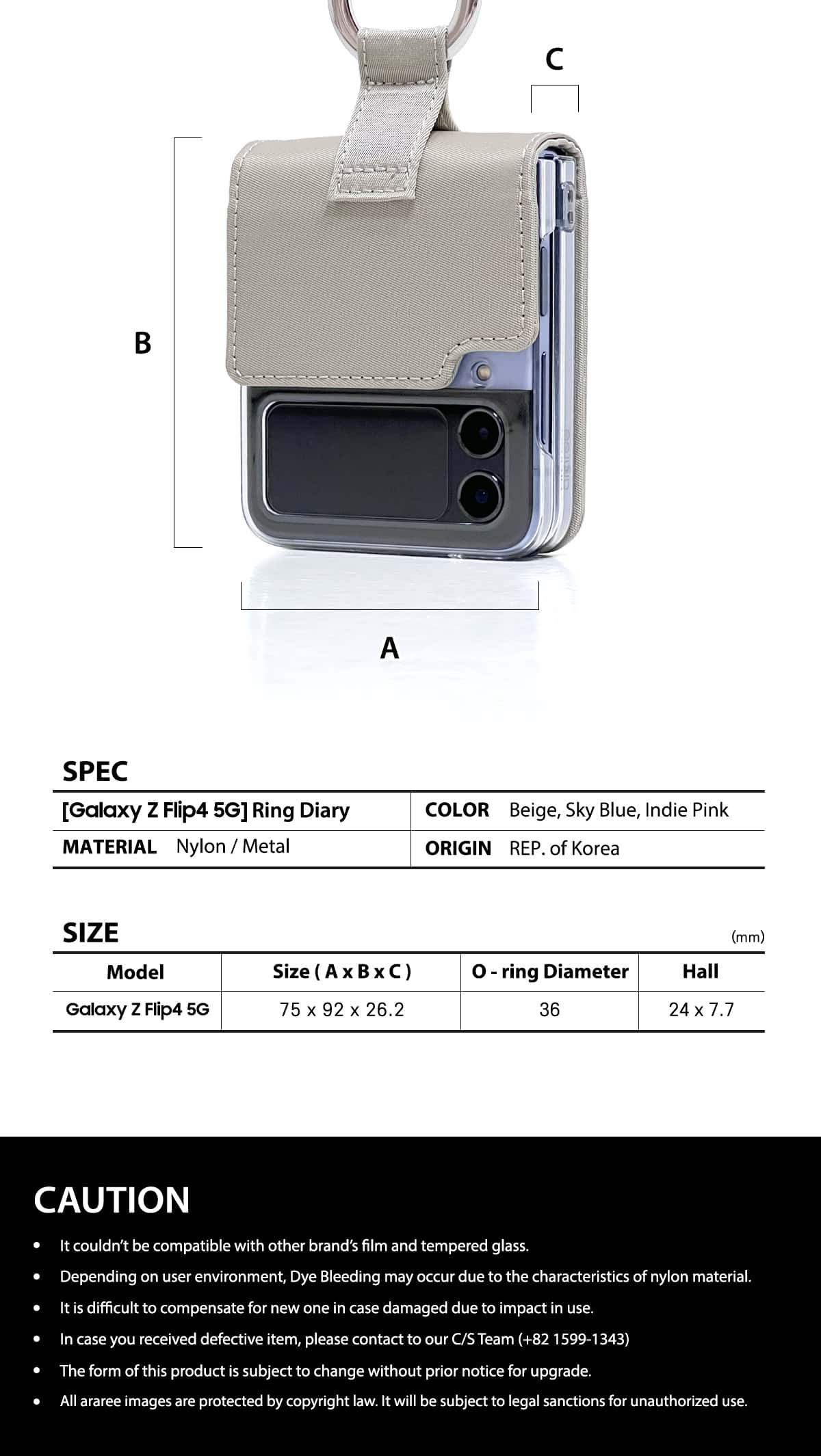 ARAREE RING DIARY SERIES For Samsung Galaxy Z Flip 4 5G