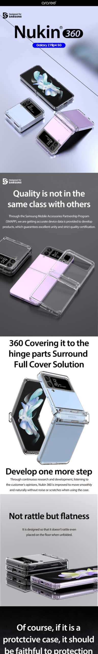 ARAREE NUKIN 360 Transparent Case For Samsung Galaxy Z Flip 4 Series