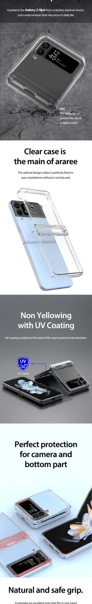 ARAREE NUKIN 360 Transparent Case For Samsung Galaxy Z Flip 4 Series
