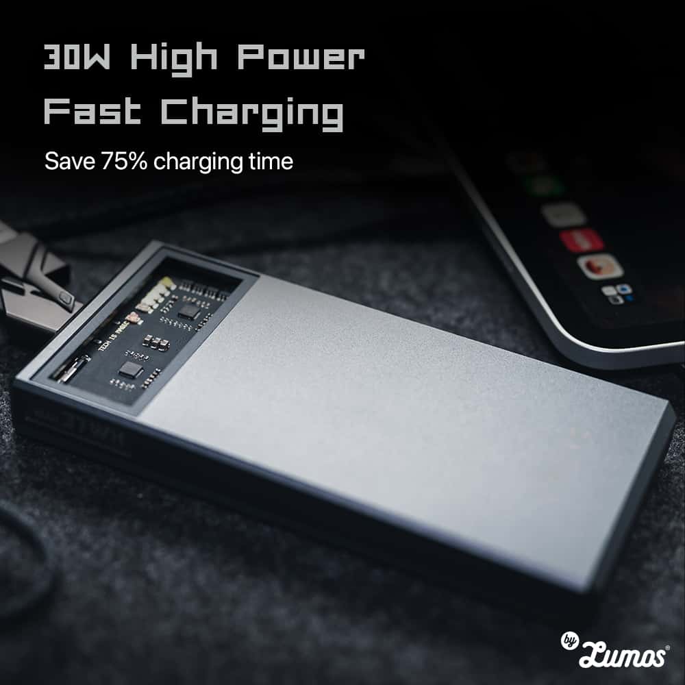 TEGIC BLOCK 30 Fast Charging Power Bank 30W In and Out 10000 mAh Type-C and USB-A Futuristic Design Power Bank