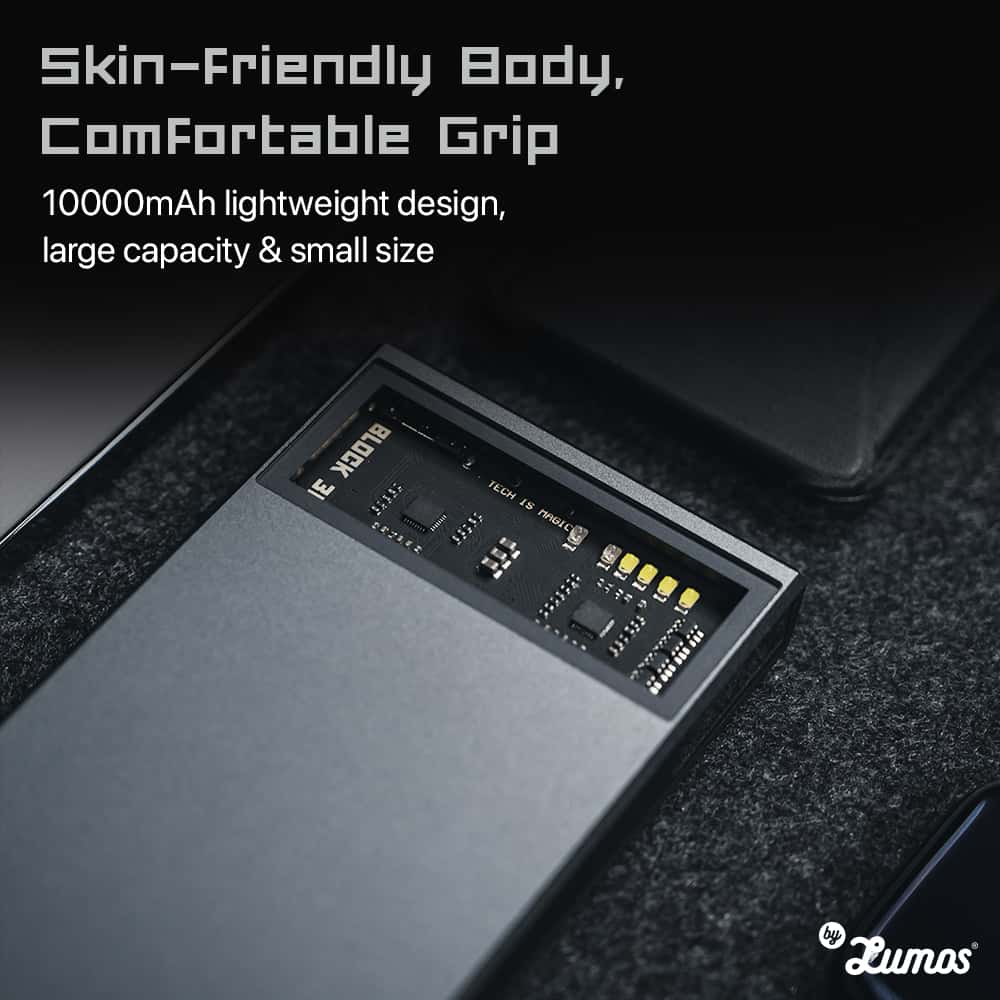 TEGIC BLOCK 30 Fast Charging Power Bank 30W In and Out 10000 mAh Type-C and USB-A Futuristic Design Power Bank