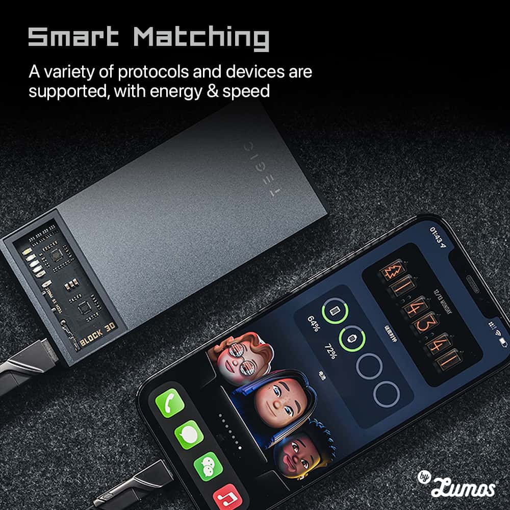 TEGIC BLOCK 30 Fast Charging Power Bank 30W In and Out 10000 mAh Type-C and USB-A Futuristic Design Power Bank