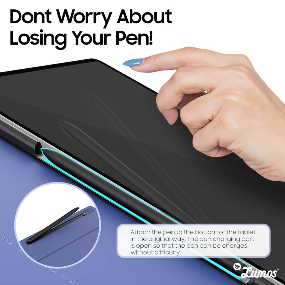 ARAREE MIFOLIO design for Galaxy Tab S7+/S7-FE/S8+ & S8 Ultra Folio Case Cover with Pen Slot INCLUDED Tempered Glass