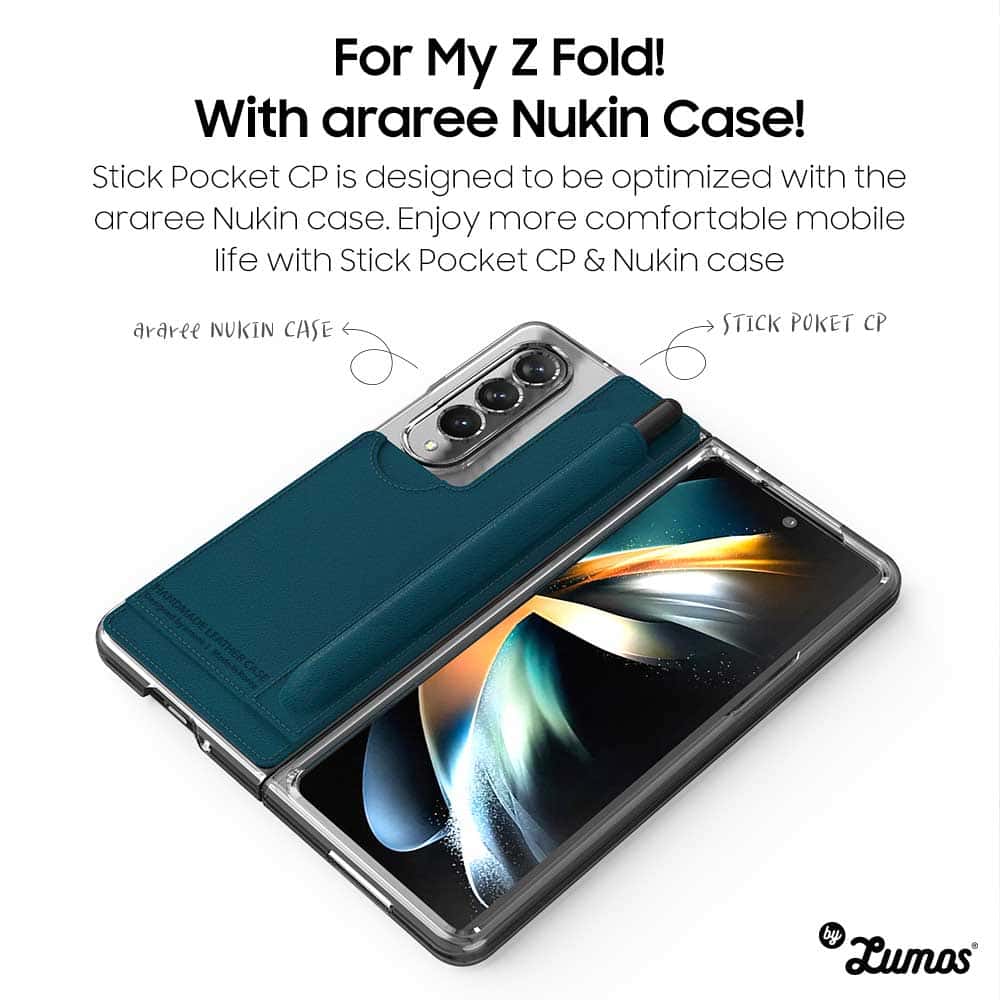 ARAREE STICK POCKET CP For Samsung Galaxy Z Fold 3/Z Fold 4/Z Fold 5 All In One S Pen & Card Pocket Wallet