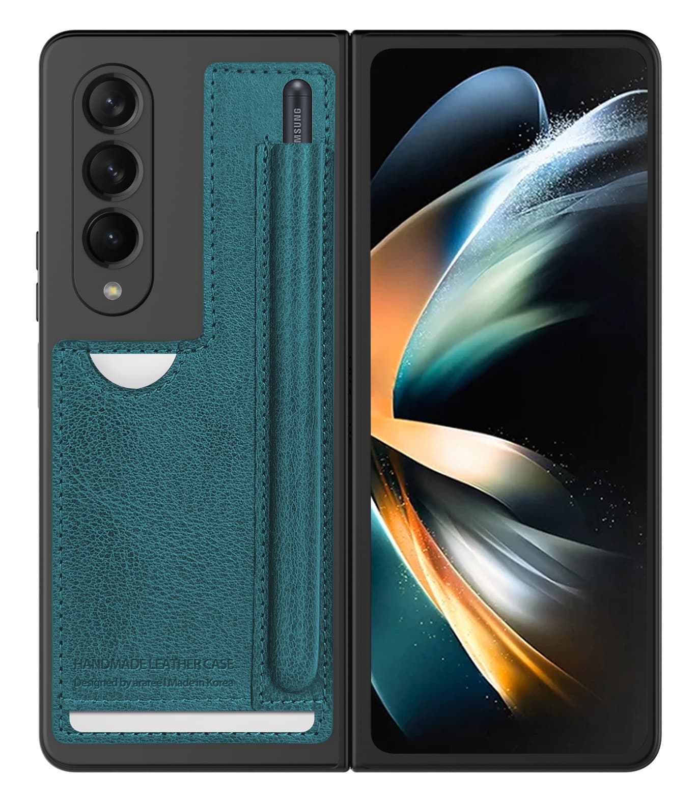 ARAREE STICK POCKET CP For Samsung Galaxy Z Fold 3/Z Fold 4/Z Fold 5 All In One S Pen & Card Pocket Wallet โ Ash Blue