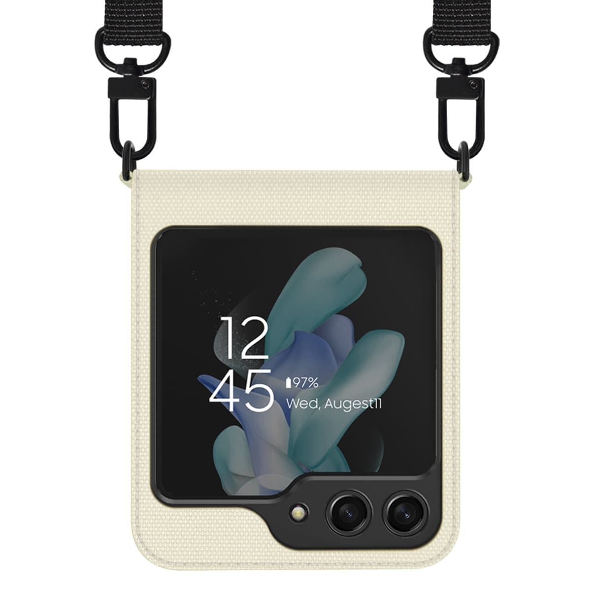 ARAREE CANVAS DIARY SERIES Samsung Galaxy Z Flip 5 Waist Strap Full Cover Protective Case โ Ivory