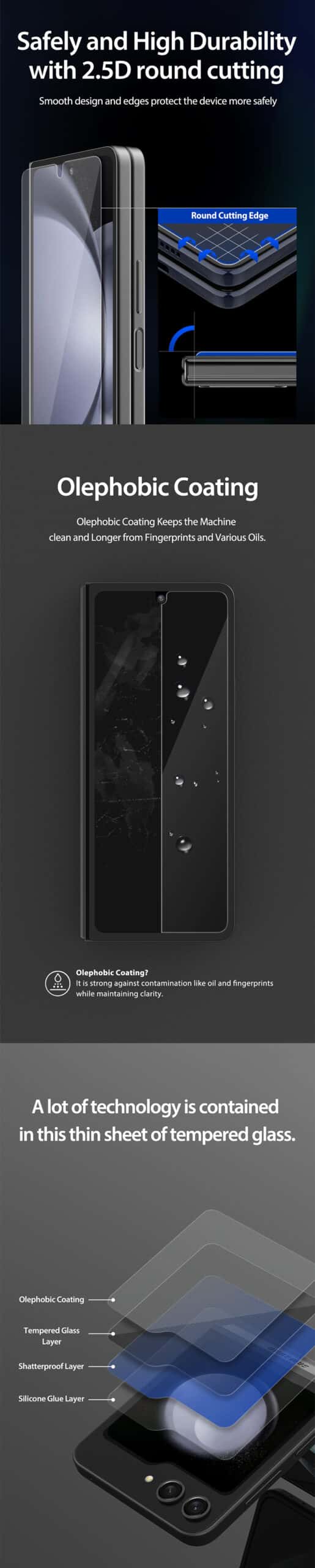 ARAREE Core Samsung Galaxy Z Fold 4/5 OR Galaxy Z Flip 5 Daily Impact Scratch Resistant Smooth 1PC / 2PCS Tempered Glass