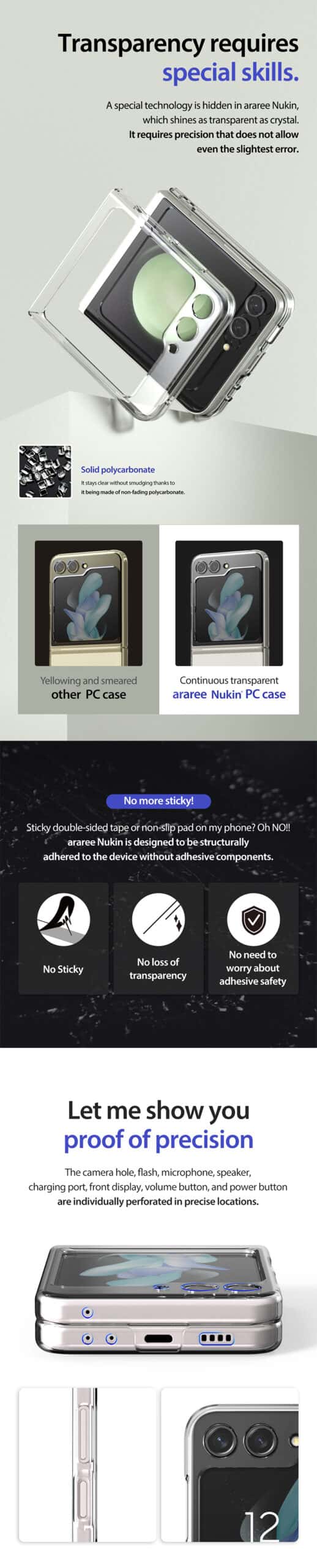 ARAREE NUKIN SERIES Samsung Galaxy Z Flip 5 Simple Slim Transparent Protective Case