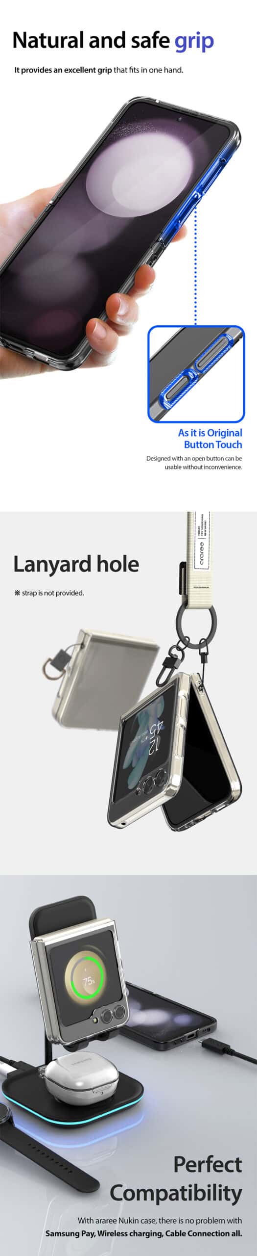 ARAREE NUKIN SERIES Samsung Galaxy Z Flip 5 Simple Slim Transparent Protective Case