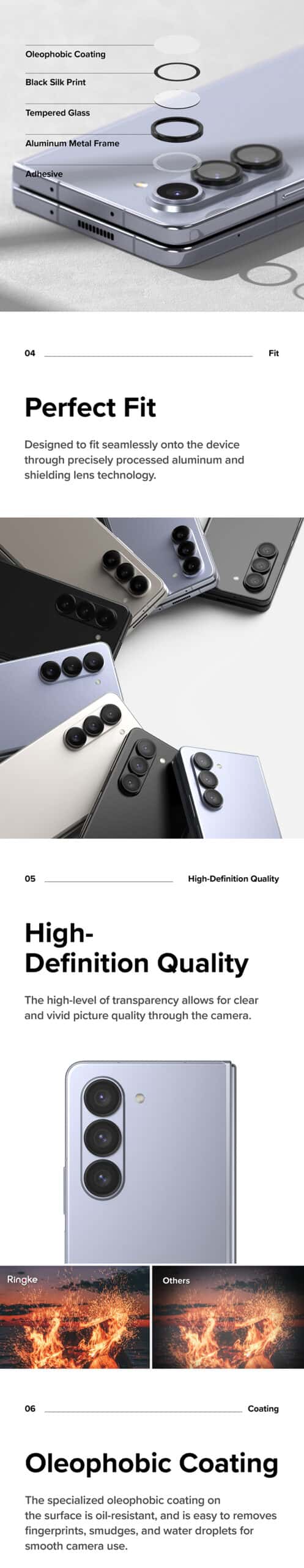RINGKE CAMERA LENS FRAME GLASS Designed For Samsung Galaxy Z Fold 5 Camera Lens Protector