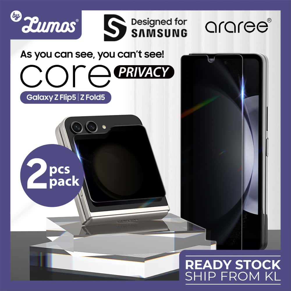 Araree Sub Core Privacy Premium Tempered Glass For Samsung Galaxy Z Fold 5 & Z Flip 5 Screen Protector Anti Scratches
