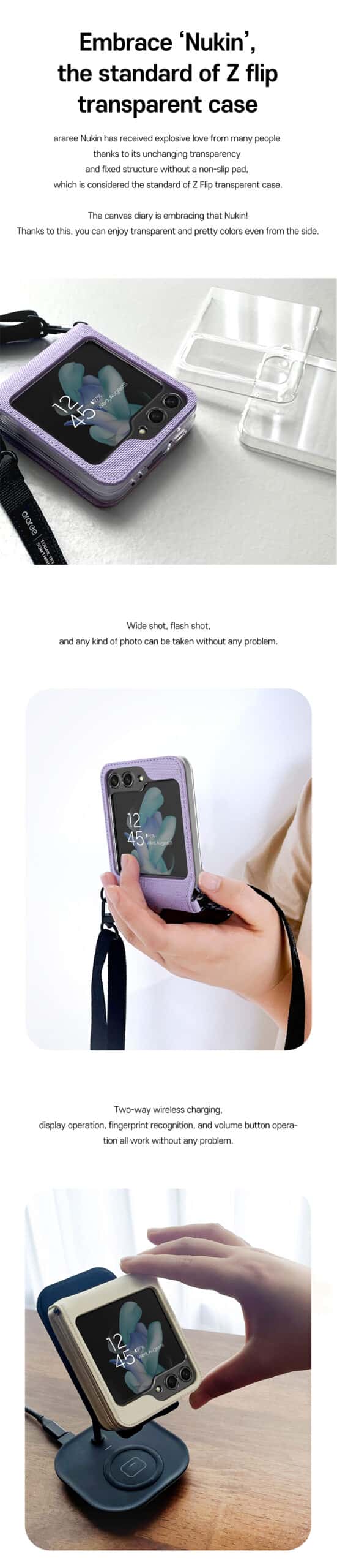 ARAREE CANVAS DIARY SERIES Samsung Galaxy Z Flip 5 Waist Strap Full Cover Protective Case