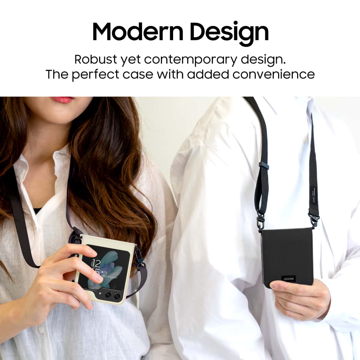 ARAREE CANVAS DIARY SERIES Samsung Galaxy Z Flip 5 Waist Strap Full Cover Protective Case