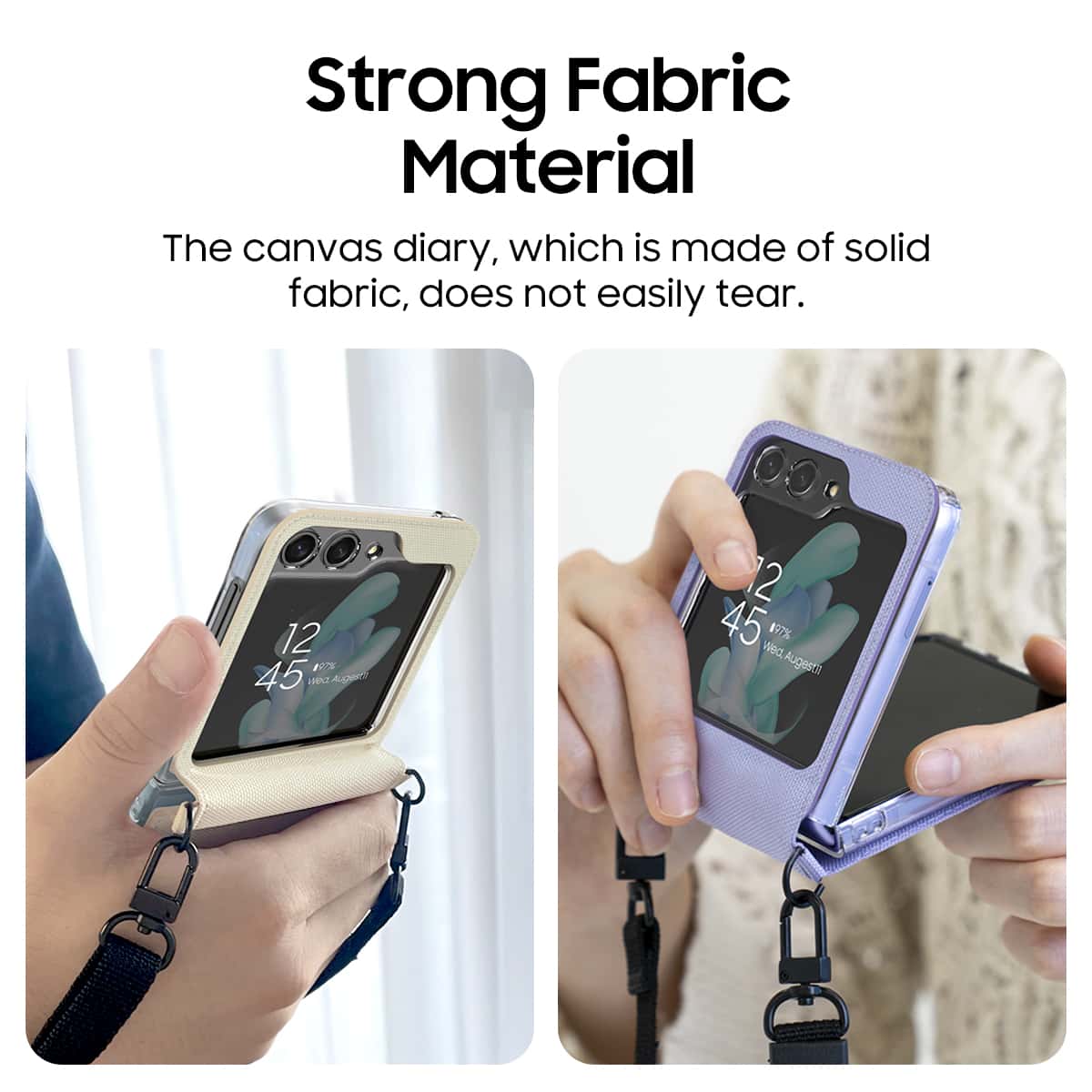 ARAREE CANVAS DIARY SERIES Samsung Galaxy Z Flip 5 Waist Strap Full Cover Protective Case