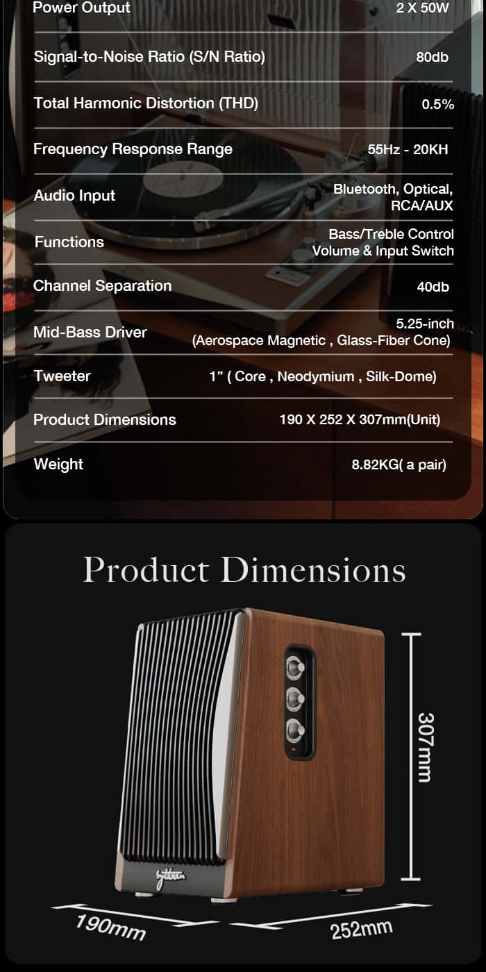 SYITREN PADEL II Retro HiFi Bluetooth Wireless Desktop Speaker