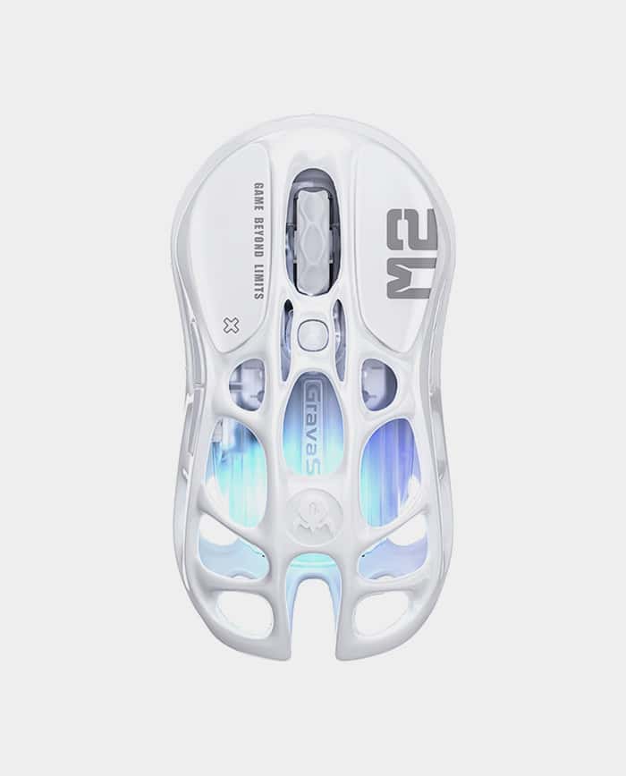 GravaStar Mercury M2 Opaline White Wireless Gaming Mouse PAW3395 5 Light Modes Ultra Sensitive