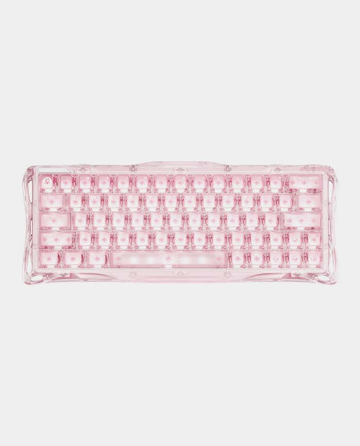 Gravastar Mercury V60 Crystal Rose 60% Mechanical Gaming Keyboard RGB Wired Compact Pink Transparent Design