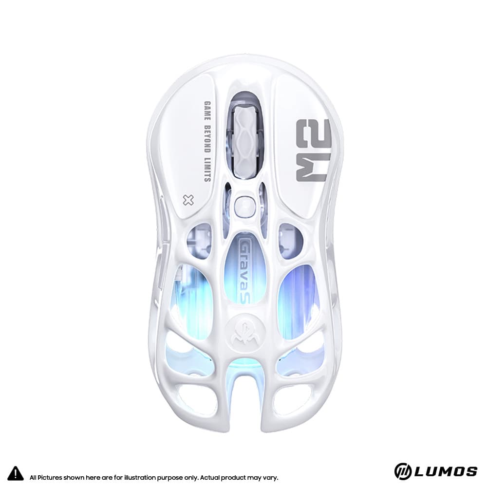 GravaStar Mercury M2 Opaline White Wireless Gaming Mouse PAW3395 5 Light Modes Ultra Sensitive – Opaline White
