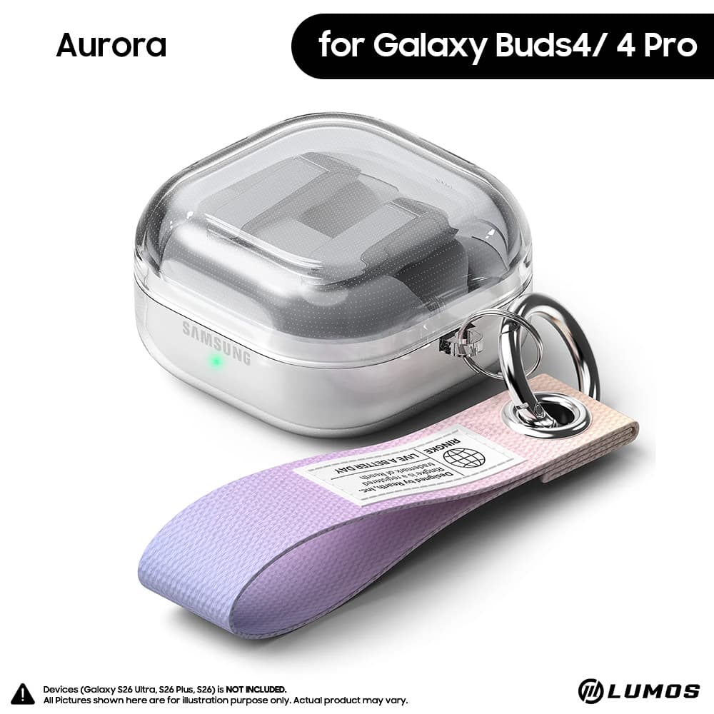Ringke AIR for Galaxy Buds 4 / 4 Pro Slim Minimalistic Case Superior Protection with Strap – Clear Aurora