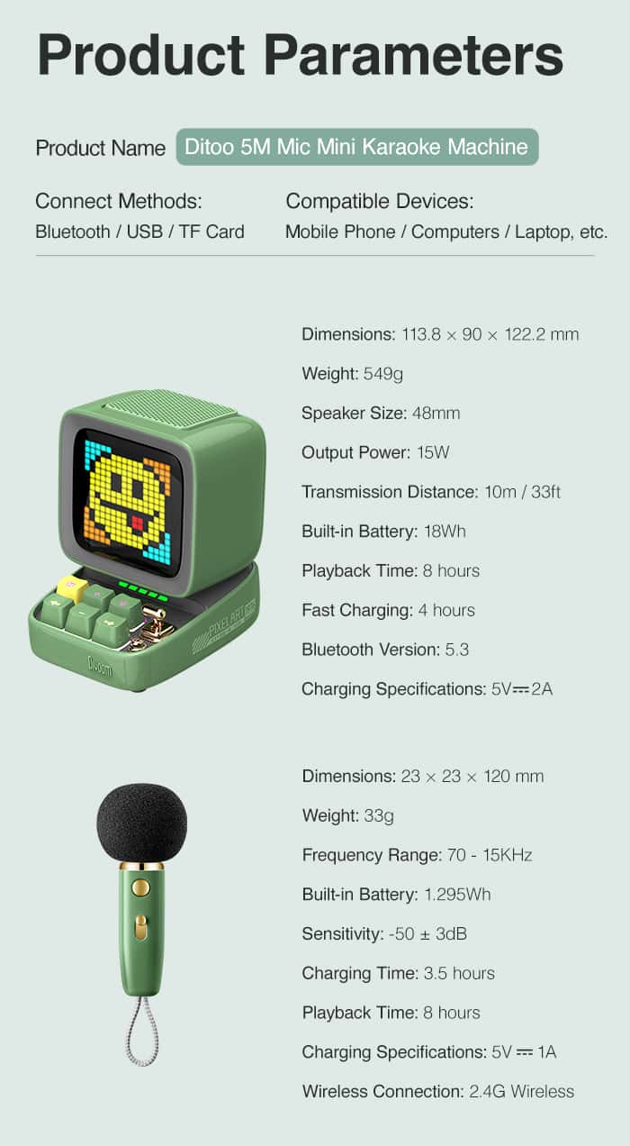 DIVOOM DITOO MIC Pixel Bluetooth Speaker