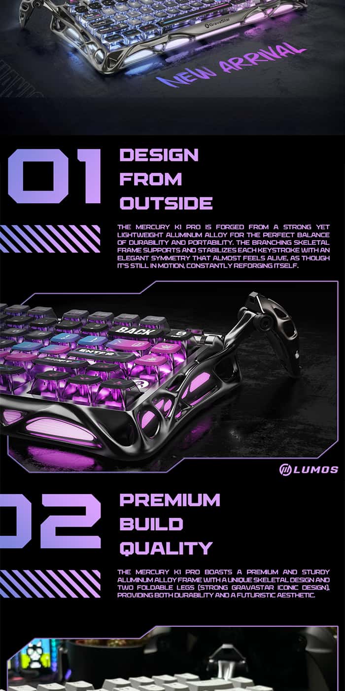 GRAVASTAR MERCURY K1 PRO RGB Keyboard
