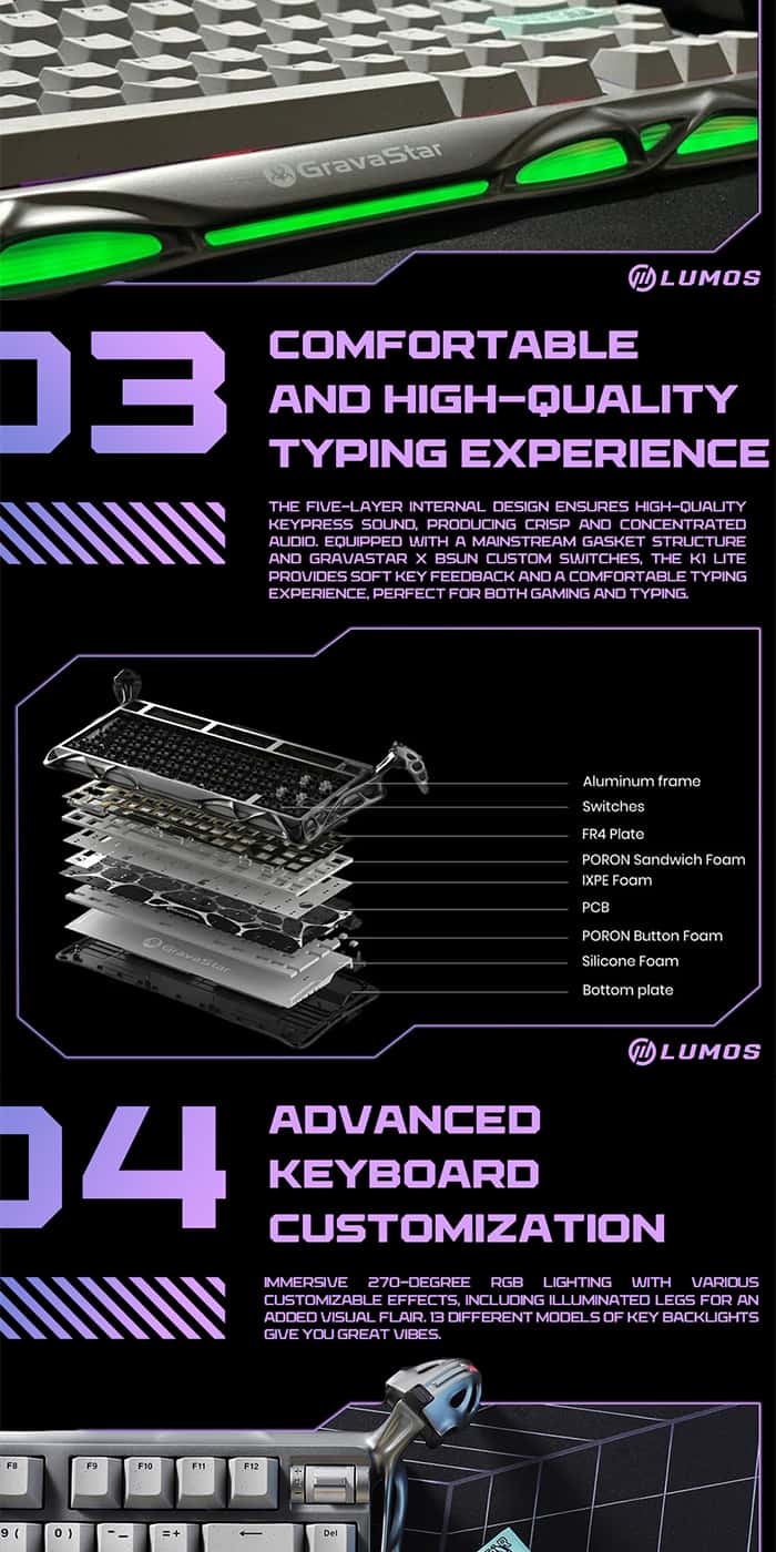 GRAVASTAR MERCURY K1 PRO RGB Keyboard