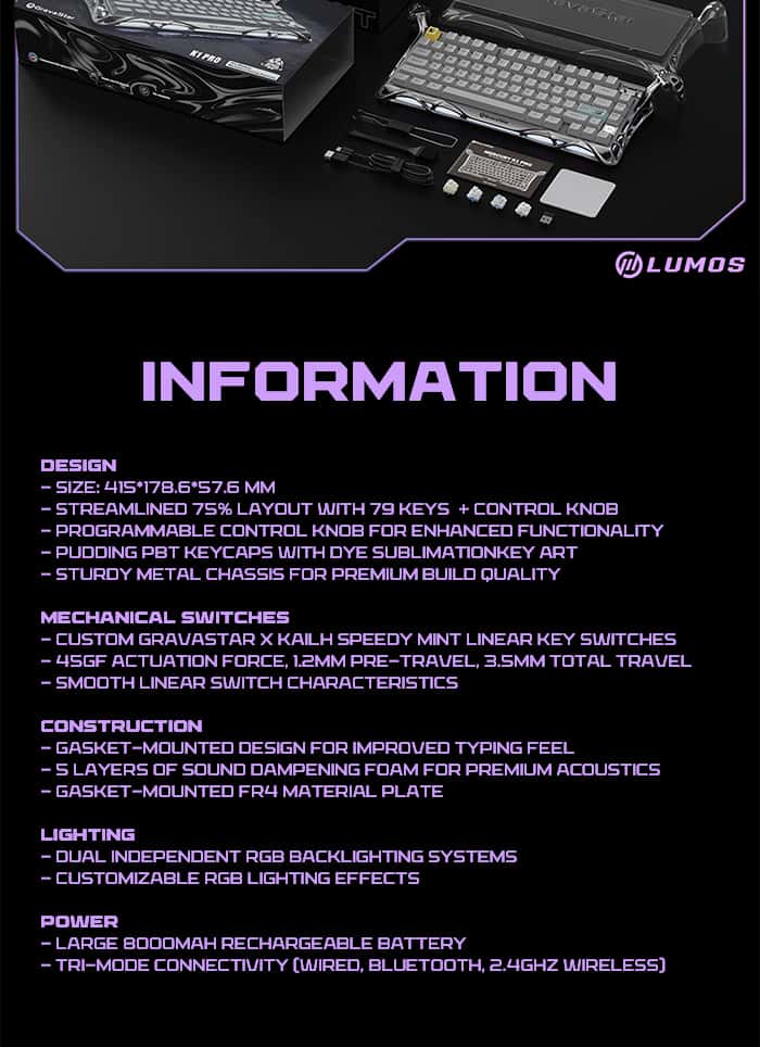 GRAVASTAR MERCURY K1 PRO RGB Keyboard